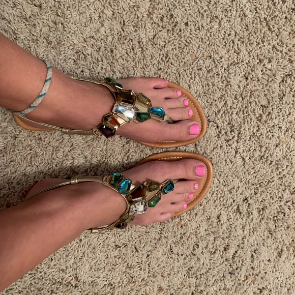 Colorful jeweled flats/sandals - Picture 1 of 4